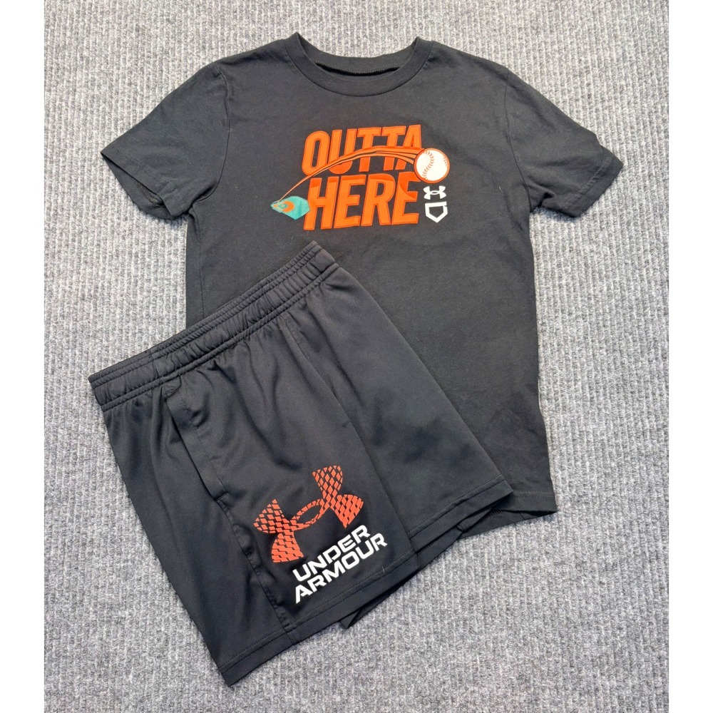 Under Armour Kids Baseball Outta Here Graphic T-Shirt and Shorts Set Black YSM